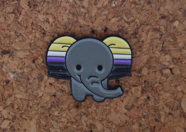 Show Your Pride with the Non-Binary Elephant Hard Enamel Pin!