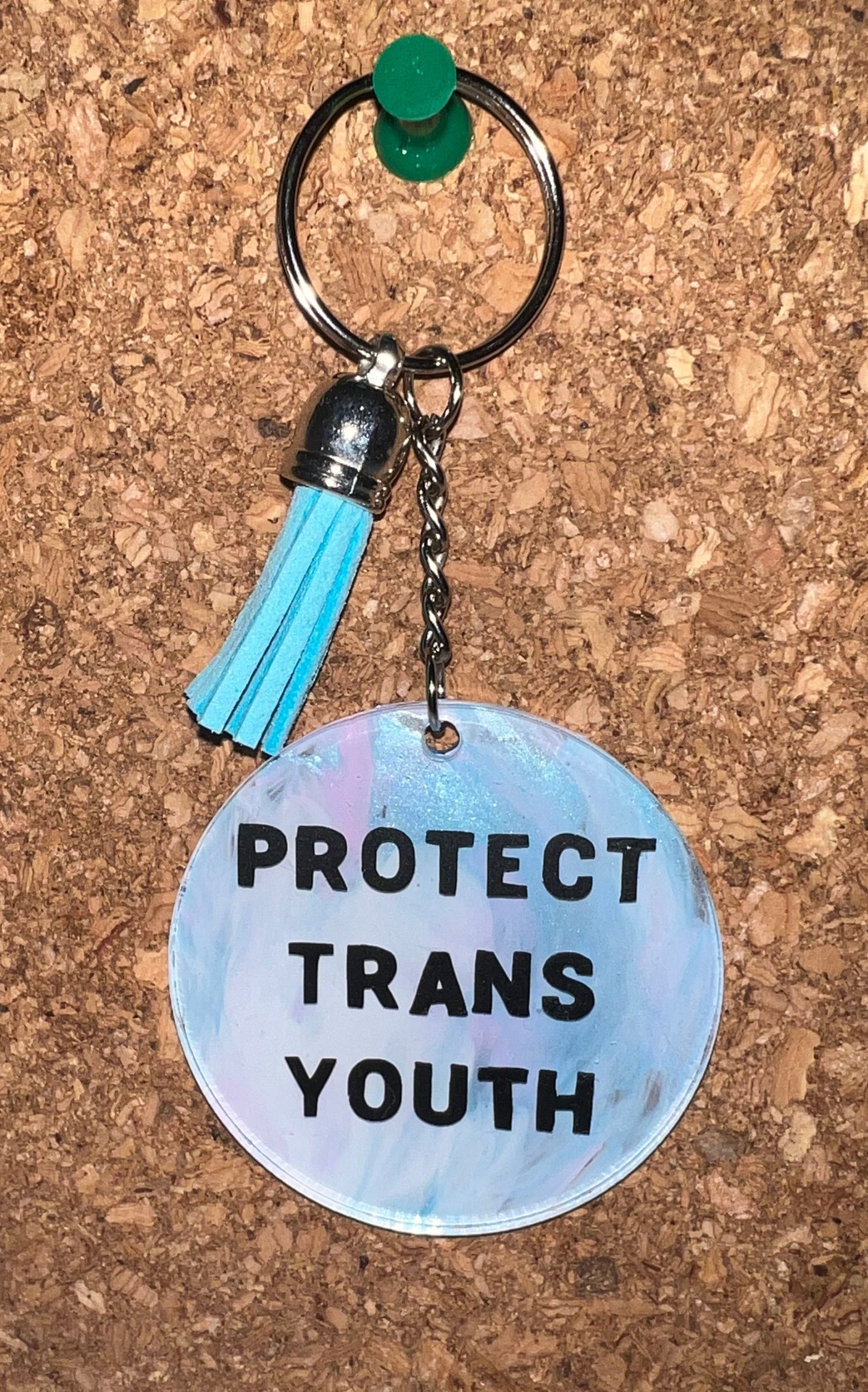 Show Your Support with Our 'Protect Trans Youth' Keyring!