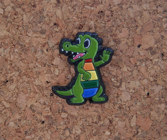 Celebrate Pride with Our Rainbow Crocodile Hard Enamel Pin!