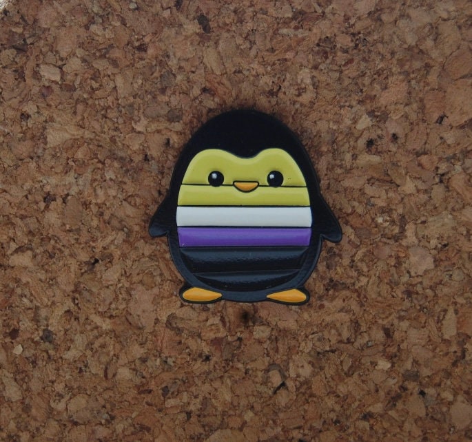 Celebrate Your Pride with Our Non-Binary Penguin Enamel Pin!