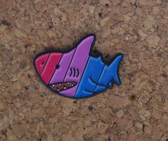 Dive into Pride with Our Bisexual Shark Hard Enamel Pin!