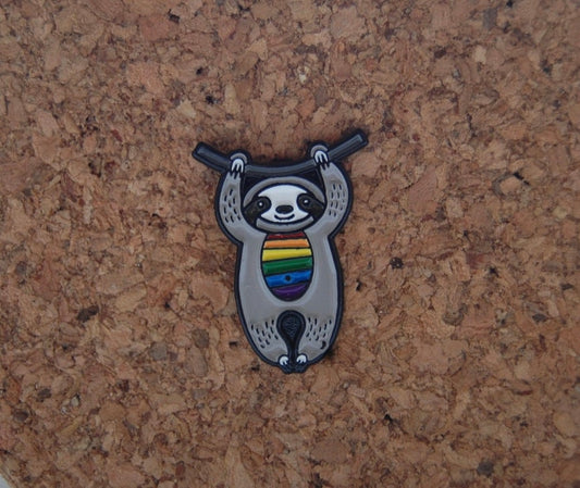 Spread Joy with Our Rainbow Sloth Hard Enamel Pin!