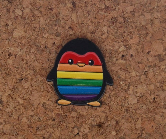 Show Your Pride with the Rainbow Penguin Hard Enamel Pin!