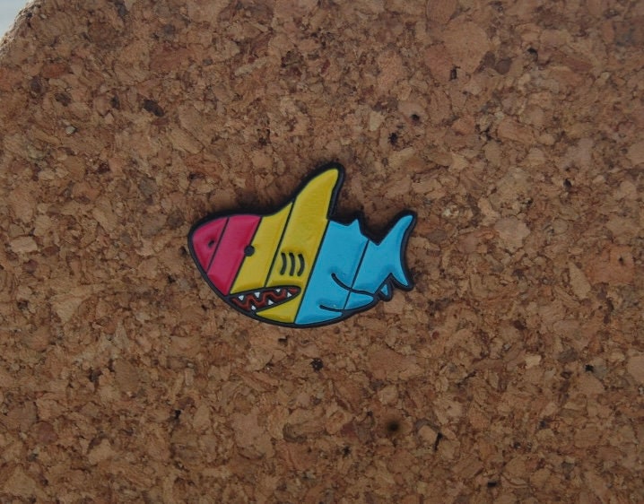 Stand Up for LGBT+ Rights with Our Pansexual Shark Enamel Pin!