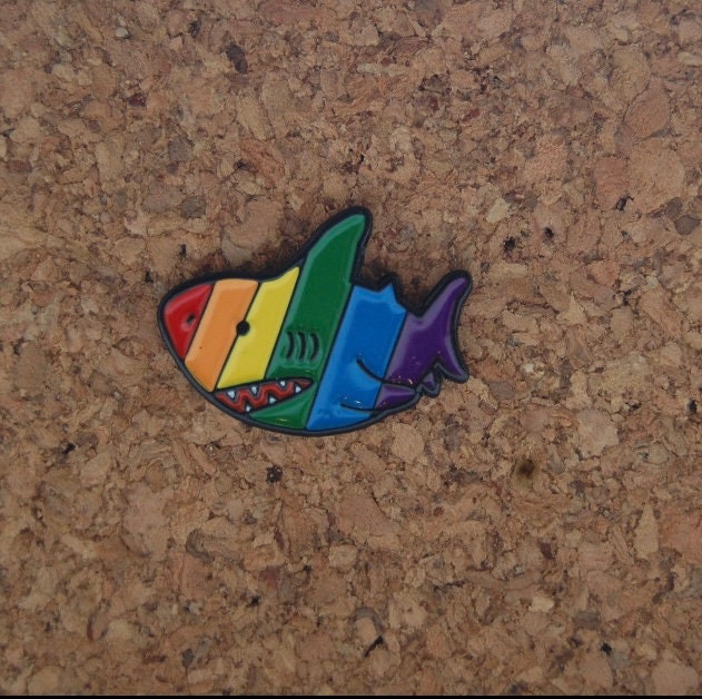 Dive into Diversity with Our Vibrant Rainbow Shark Enamel Pin!