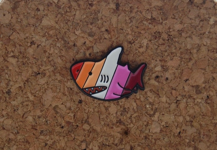 Dive into Pride with Our Lesbian Shark Hard Enamel Pin!