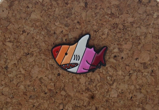 Dive into Pride with Our Lesbian Shark Hard Enamel Pin!