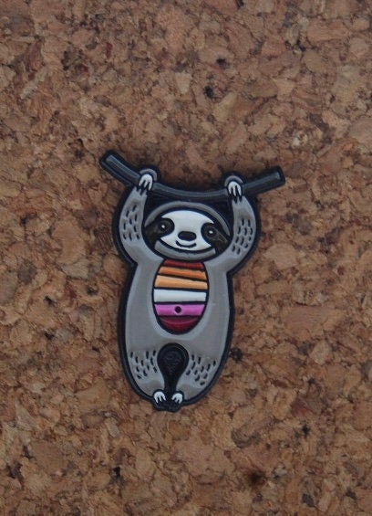 Show Your Support with Our Adorable Lesbian Sloth Enamel Pin!