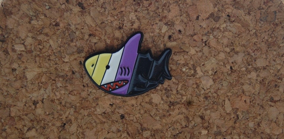 Embrace Diversity with Our Unique Non-Binary Shark Enamel Pin!